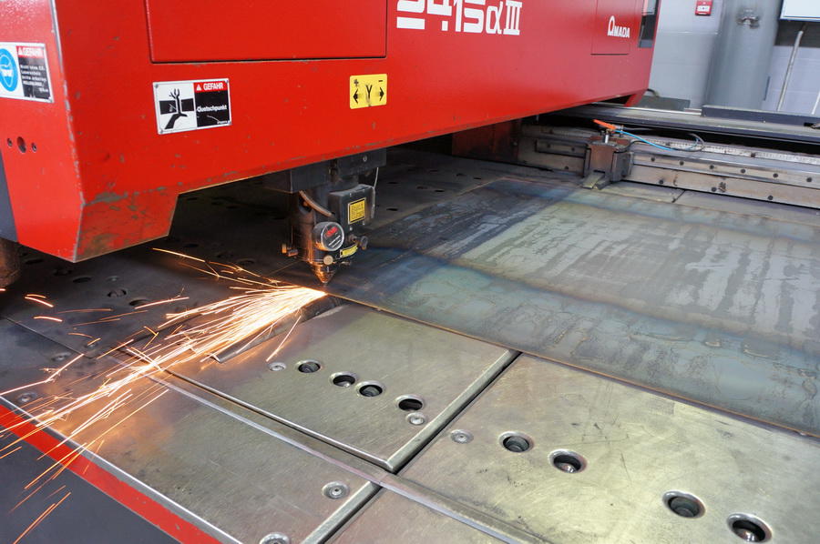 AMADA CNC laser cutting machine. Cutting process